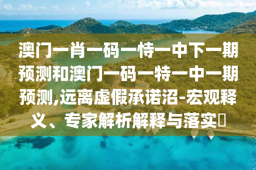 澳門一肖一碼一恃一中下一期預測和澳門一碼一特一中一期預測,遠離虛假承諾沼-宏觀釋義、專家解析解釋與落實?