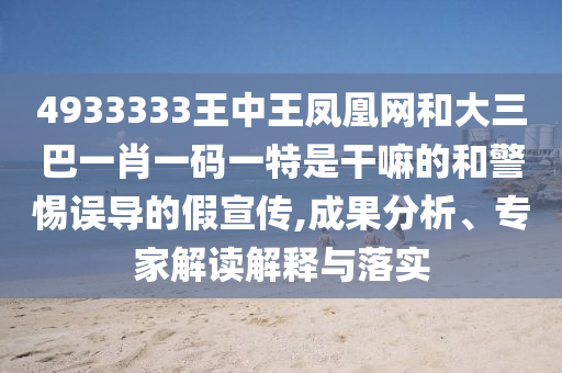 4933333王中王鳳凰網和大三巴一肖一碼一特是干嘛的和警惕誤導的假宣傳,成果分析、專家解讀解釋與落實