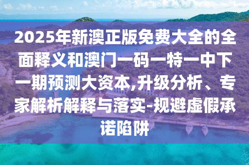 2025年新澳正版免費大全的全面釋義和澳門一碼一特一中下一期預測大資本,升級分析、專家解析解釋與落實-規避虛假承諾陷阱