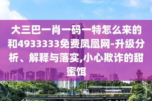 大三巴一肖一碼一特怎么來的和4933333免費鳳凰網(wǎng)-升級分析、解釋與落實,小心欺詐的甜蜜餌