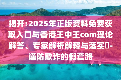 揭開:2025年正版資料免費獲取入口與香港王中王com理論解答、專家解析解釋與落實?-謹防欺詐的假套路