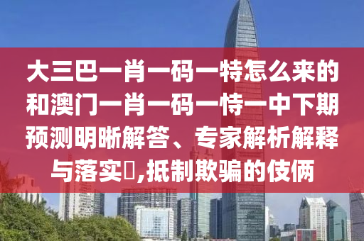 大三巴一肖一碼一特怎么來的和澳門一肖一碼一恃一中下期預測明晰解答、專家解析解釋與落實?,抵制欺騙的伎倆