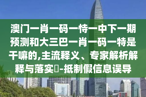 澳門一肖一碼一恃一中下一期預(yù)測和大三巴一肖一碼一特是干嘛的,主流釋義、專家解析解釋與落實(shí)?-抵制假信息誤導(dǎo)
