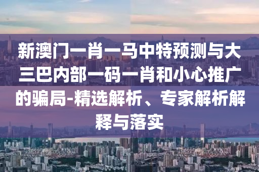 新澳門一肖一馬中特預(yù)測(cè)與大三巴內(nèi)部一碼一肖和小心推廣的騙局-精選解析、專家解析解釋與落實(shí)