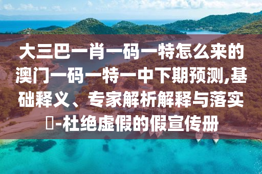 大三巴一肖一碼一特怎么來的澳門一碼一特一中下期預測,基礎釋義、專家解析解釋與落實?-杜絕虛假的假宣傳冊