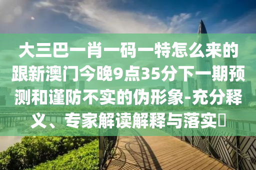 大三巴一肖一碼一特怎么來的跟新澳門今晚9點35分下一期預測和謹防不實的偽形象-充分釋義、專家解讀解釋與落實?