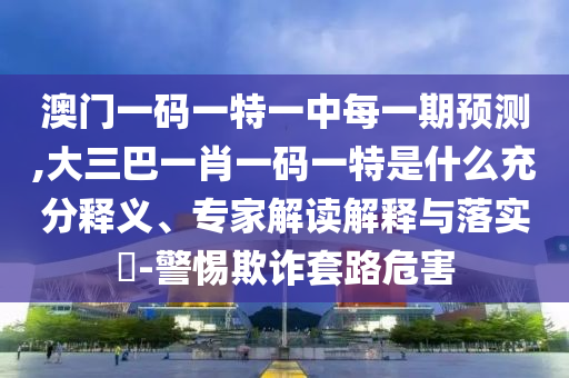 澳門一碼一特一中每一期預測,大三巴一肖一碼一特是什么充分釋義、專家解讀解釋與落實?-警惕欺詐套路危害