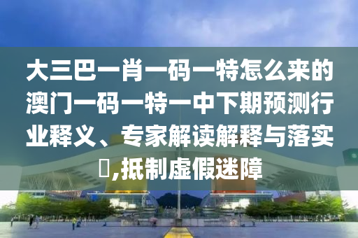 大三巴一肖一碼一特怎么來的澳門一碼一特一中下期預測行業(yè)釋義、專家解讀解釋與落實?,抵制虛假迷障