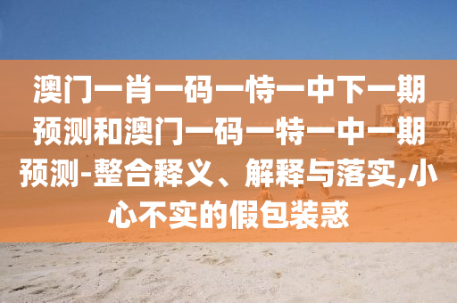 澳門一肖一碼一恃一中下一期預測和澳門一碼一特一中一期預測-整合釋義、解釋與落實,小心不實的假包裝惑