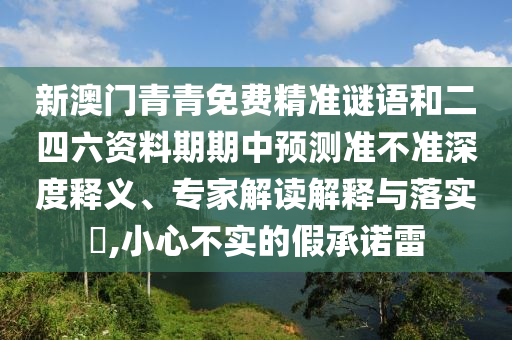 新澳門青青免費精準謎語和二四六資料期期中預測準不準深度釋義、專家解讀解釋與落實?,小心不實的假承諾雷