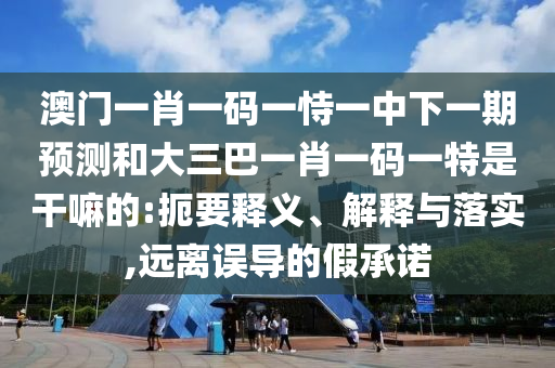澳門一肖一碼一恃一中下一期預(yù)測和大三巴一肖一碼一特是干嘛的:扼要釋義、解釋與落實(shí),遠(yuǎn)離誤導(dǎo)的假承諾