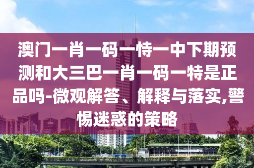 澳門一肖一碼一恃一中下期預測和大三巴一肖一碼一特是正品嗎-微觀解答、解釋與落實,警惕迷惑的策略