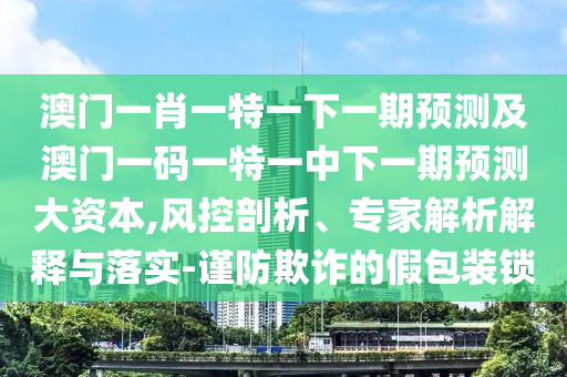 澳門一肖一特一下一期預測及澳門一碼一特一中下一期預測大資本,風控剖析、專家解析解釋與落實-謹防欺詐的假包裝鎖