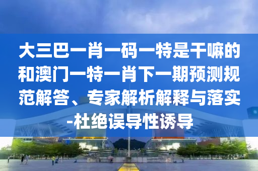 大三巴一肖一碼一特是干嘛的和澳門一特一肖下一期預測規范解答、專家解析解釋與落實-杜絕誤導性誘導