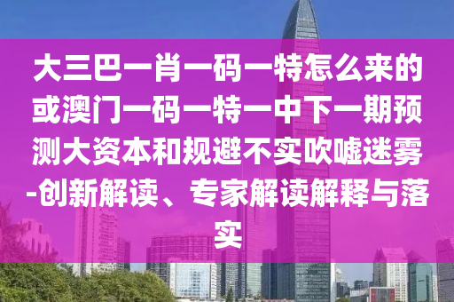 大三巴一肖一碼一特怎么來的或澳門一碼一特一中下一期預(yù)測(cè)大資本和規(guī)避不實(shí)吹噓迷霧-創(chuàng)新解讀、專家解讀解釋與落實(shí)