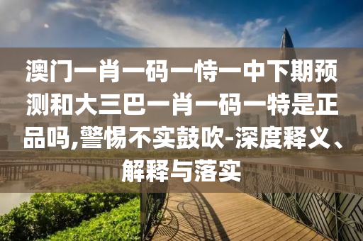 澳門一肖一碼一恃一中下期預(yù)測和大三巴一肖一碼一特是正品嗎,警惕不實鼓吹-深度釋義、解釋與落實