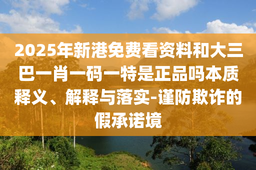 2025年新港免費看資料和大三巴一肖一碼一特是正品嗎本質釋義、解釋與落實-謹防欺詐的假承諾境